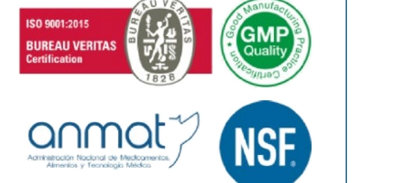 Certificaciones ISO 9001, Bureau Veritas, GMP Quality, ANMAT y NSF